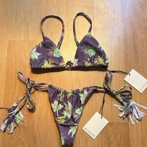 Acacia swimwear bikini set NIA print wren top and Taylor bottom Small
